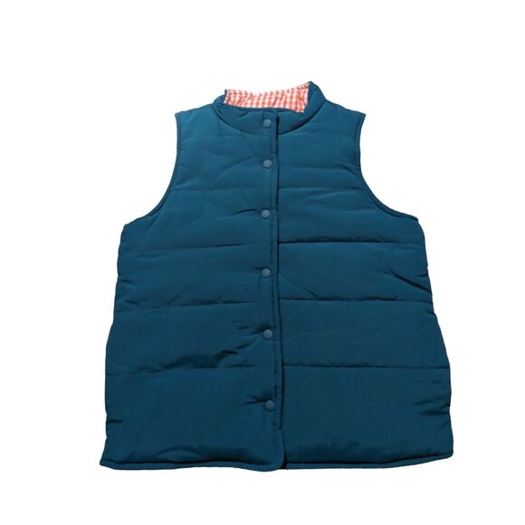 New CPC Classic Prep Youth XL Puffer Vest Green Orange Gingham Lined Quilted